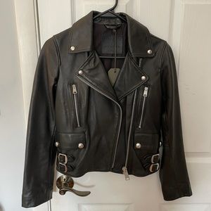 ALL SAINTS Black Hayes Biker Leather Jacket
